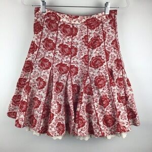 Anthropologie Viola Red Rose Fit & Flare Skirt | 0